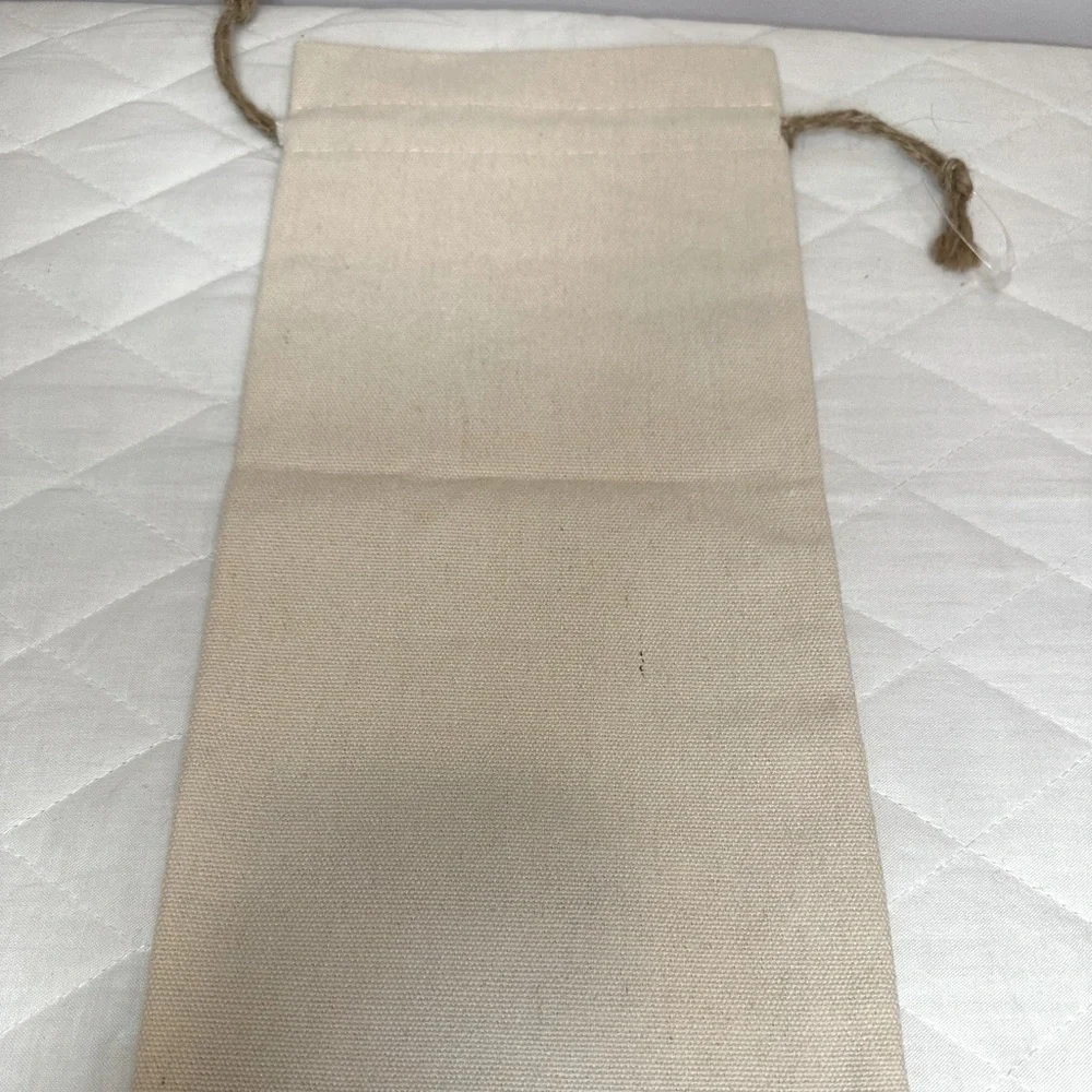 Wine Gift Bag Canvas With Drawstring “Time To Wine Down” 13.5”x 6.5”